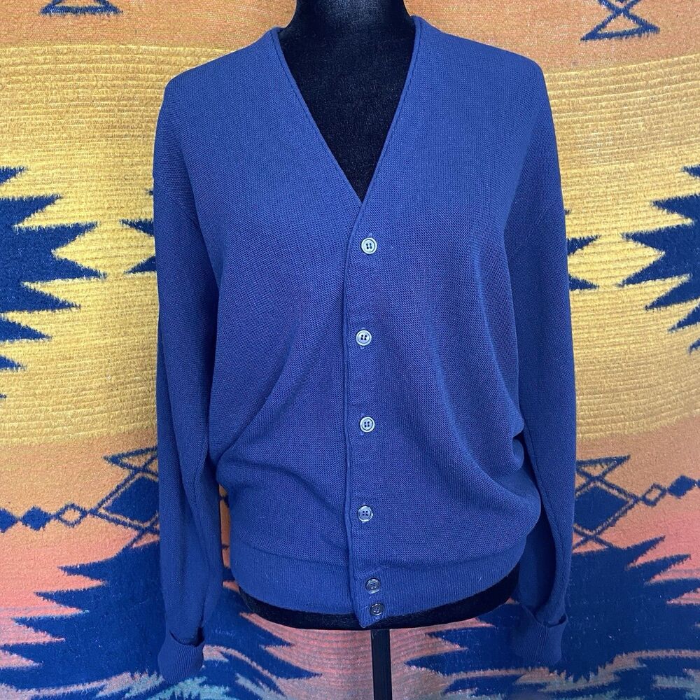 Vintage Par Four Golf Grandpa Button Up Cardigan Sweater. Large. USA. V Neck.